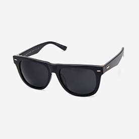 Black wayfarer sunglasses on a white background