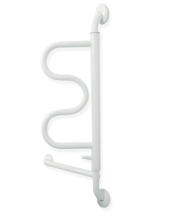 White wall mounted bathroom towel rack