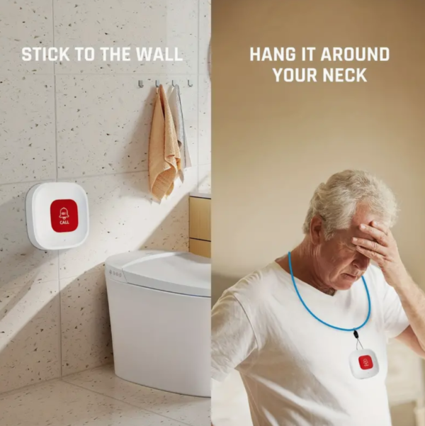 Personal emergency response device with wall mount and wearable pendant.