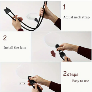 Step-by-step lens installation guide showing hands