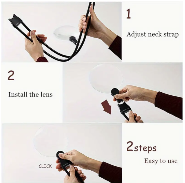 Step-by-step lens installation guide showing hands