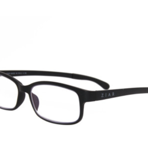 Black rectangular prescription eyeglasses on white background