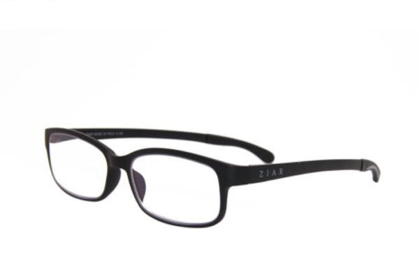 Black rectangular prescription eyeglasses on white background