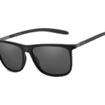 Stylish black sunglasses on a white background.