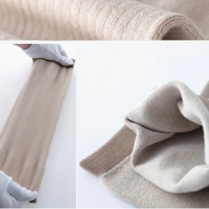 Beige fabric texture demonstrated in close-up view