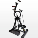 Black vertical climbing exercise machine on white background