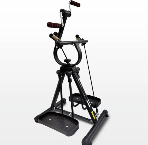 Black vertical climbing exercise machine on white background