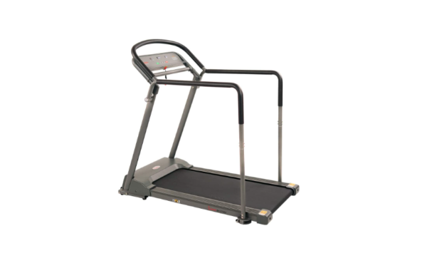 Compact home treadmill on white background